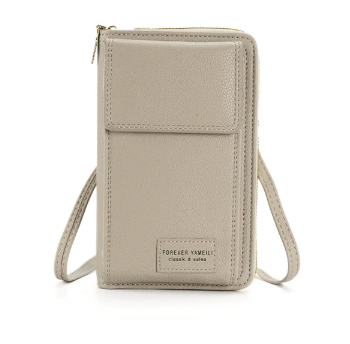 Faux PU Leather Crossbody Shoulder Phone Bag Wallet Purse Grey