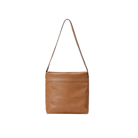 Minimalist Faux PU Leather Shoulder Tote Bag Light Brown