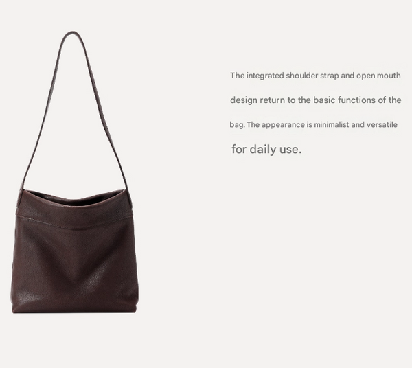 Minimalist Faux PU Leather Shoulder Tote Bag Light Brown
