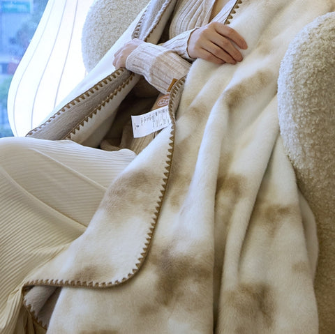 Mink Velvet Ink Print Blanket Throw Rug 150 x 200cm Coffee Brown