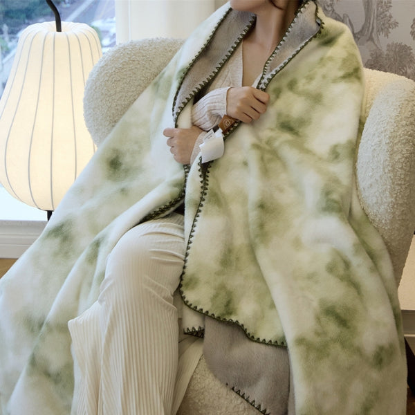 Mink Velvet Ink Print Blanket Throw Rug 150 x 200cm Green