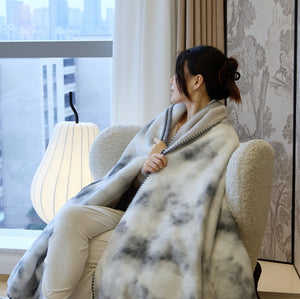 Mink Velvet Ink Print Blanket Throw Rug 150 x 200cm Grey