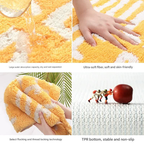 Peachy Clean Fun Fruity Microfibre Bath Mat Non Slip Machine Washable
