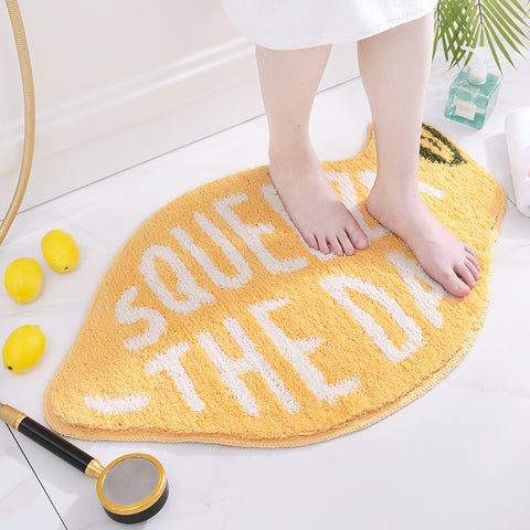 Squeeze The Day Lemon Microfibre Bath Mat Non Slip Machine Washable 46 x 76cm