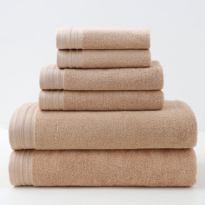 6 Pce Luxury Combed Cotton Hand Bath Towel Flannel Facecloth Set Camel