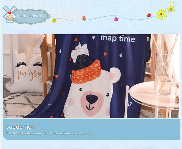 Kids Nursery Plush Fleece Blanket Throw Rug Cartoon Animal 100 x 140cm Owl