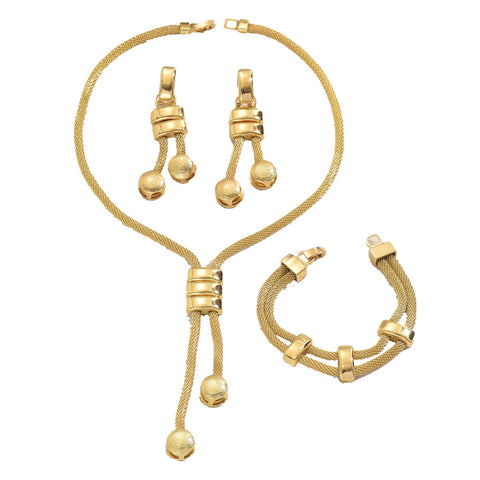 3 Piece Tassel Mesh Chain Jewellery Set Necklace Bracelet Dangle Earrings