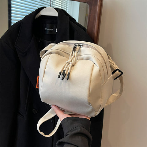 Lightweight Canvas Crossbody Shoulder Satchel Bag Adjustable Strap White