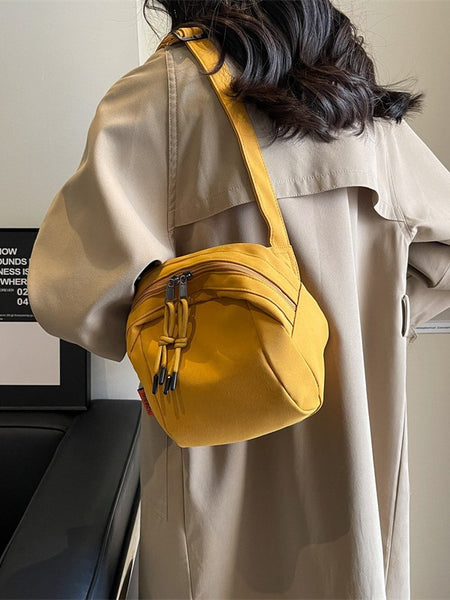 Lightweight Canvas Crossbody Shoulder Satchel Bag Adjustable Strap Yellow