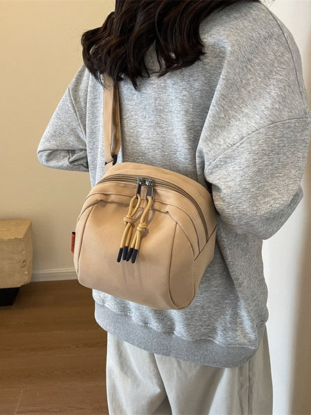 Lightweight Canvas Crossbody Shoulder Satchel Bag Adjustable Strap Khaki