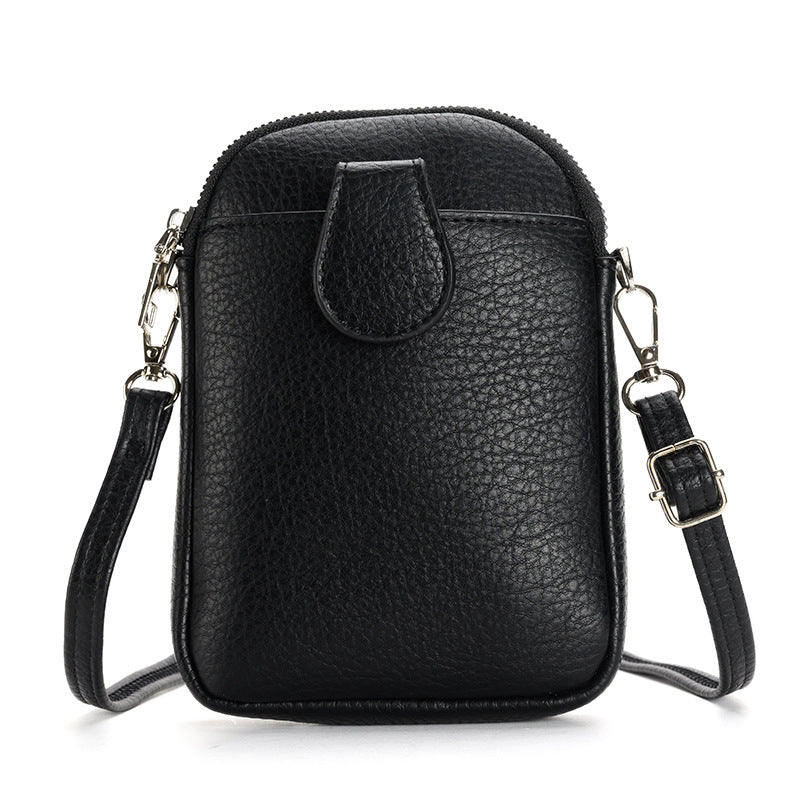 Faux PU Leather Crossbody Shoulder Phone Bag Adjustable Strap Black