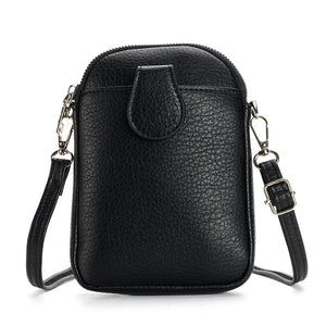 Faux PU Leather Crossbody Shoulder Phone Bag Adjustable Strap Black