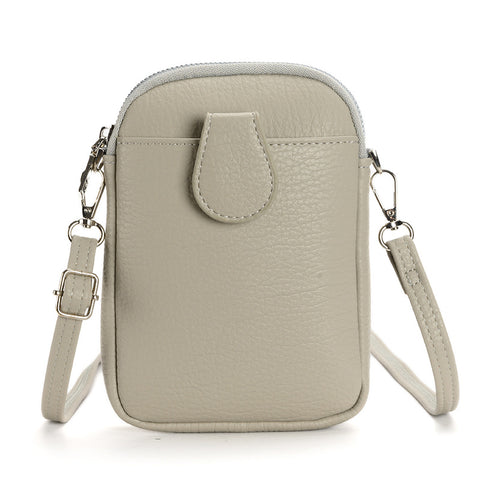 Faux PU Leather Crossbody Shoulder Phone Bag Adjustable Strap Grey
