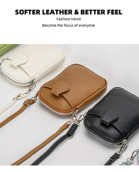 Faux PU Leather Crossbody Shoulder Phone Bag Adjustable Strap Grey
