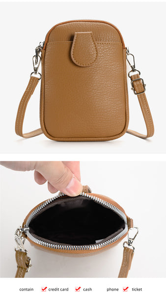 Faux PU Leather Crossbody Shoulder Phone Bag Adjustable Strap Grey