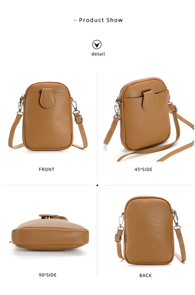 Faux PU Leather Crossbody Shoulder Phone Bag Adjustable Strap Grey