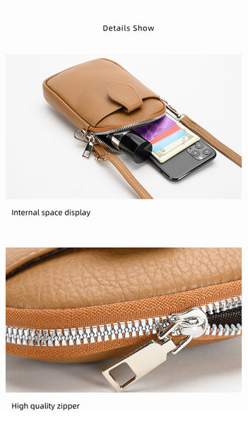 Faux PU Leather Crossbody Shoulder Phone Bag Adjustable Strap Grey