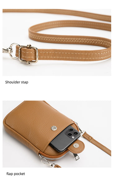 Faux PU Leather Crossbody Shoulder Phone Bag Adjustable Strap Grey