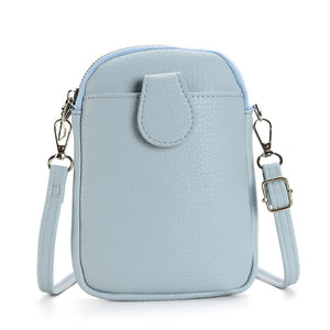 Faux PU Leather Crossbody Shoulder Phone Bag Adjustable Strap Blue