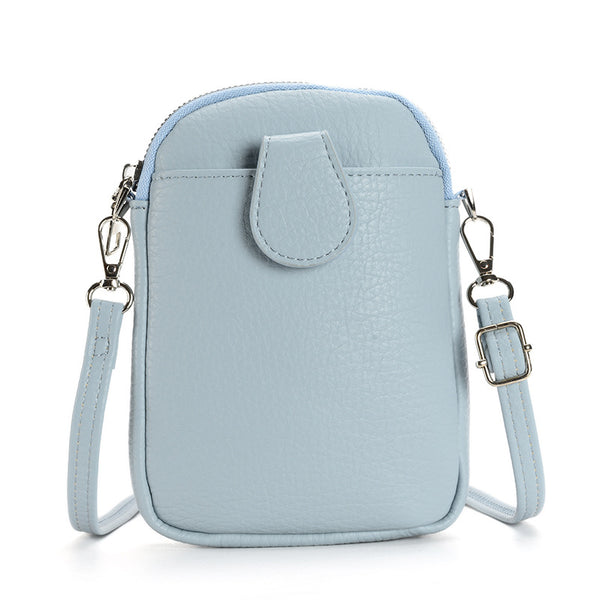 Faux PU Leather Crossbody Shoulder Phone Bag Adjustable Strap Blue