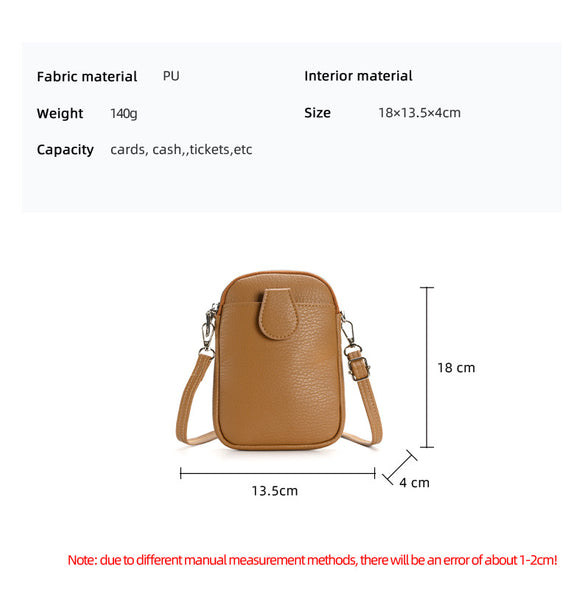 Faux PU Leather Crossbody Shoulder Phone Bag Adjustable Strap Blue