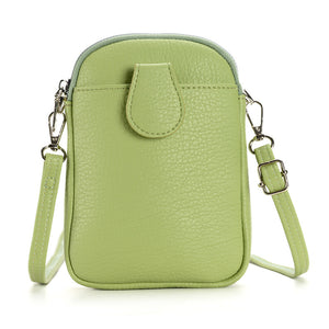 Faux PU Leather Crossbody Shoulder Phone Bag Adjustable Strap Green