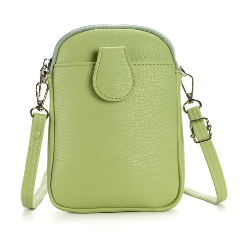 Faux PU Leather Crossbody Shoulder Phone Bag Adjustable Strap Green