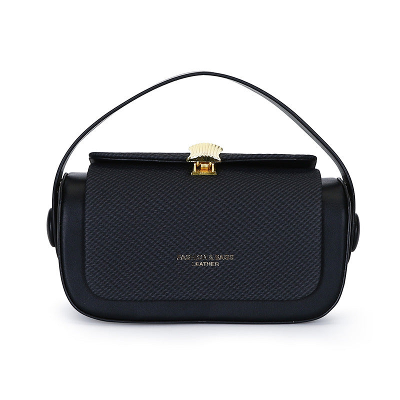 Faux PU Leather Top Handle Crossbody Shoulder Bag Handbag Black