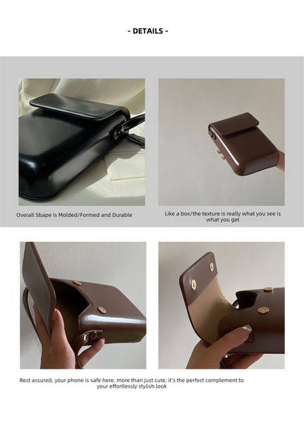 Faux PU Leather Mini Crossbody Shoulder Phone Womens Bag Magnetic Closure Black