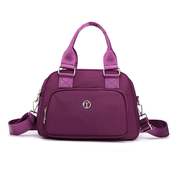 Waterproof Nylon Tote Crossbody Shoulder Bag Handbag Multi Pocket Purple