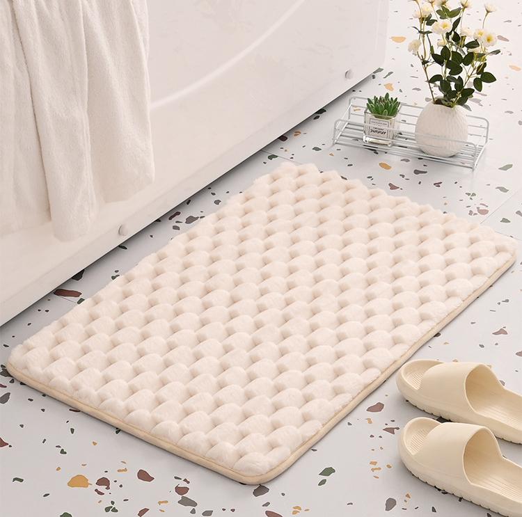 Cobblestone Memory Foam Bath Mat Absorbent Non Slip Beige 50 x 80cm
