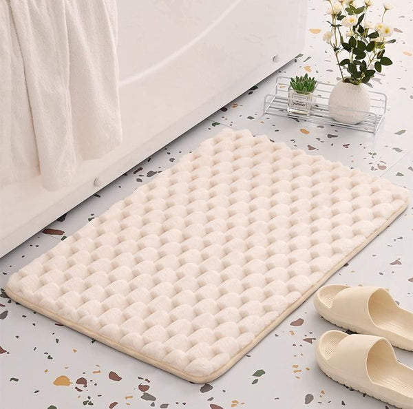 Cobblestone Memory Foam Bath Mat Absorbent Non Slip Beige 50 x 80cm