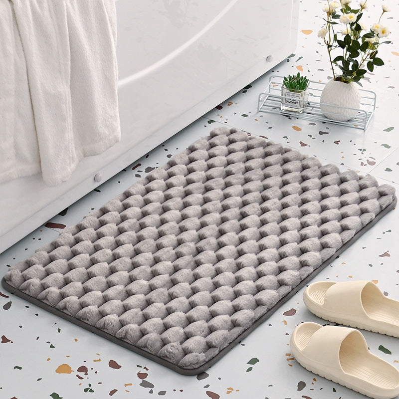 Cobblestone Memory Foam Bath Mat Absorbent Non Slip Grey 50 x 80cm