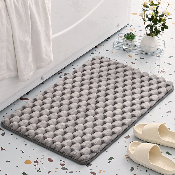 Cobblestone Memory Foam Bath Mat Absorbent Non Slip Grey 50 x 80cm