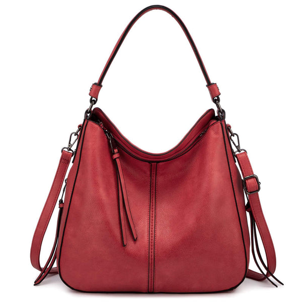 Faux PU Leather Crossbody Shoulder Large Bag Handbag Red