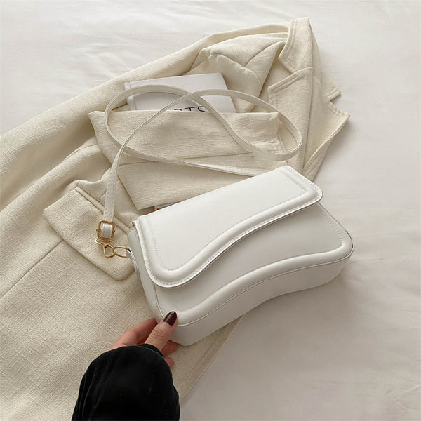 Faux PU Leather Crossbody Shoulder Bag Handbag Flap Closure White