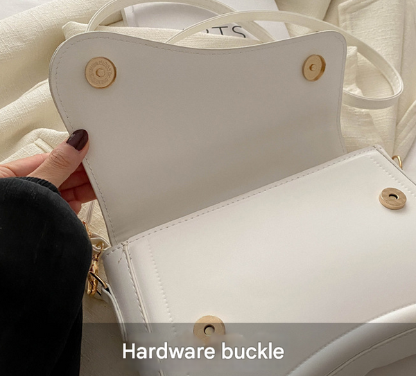 Faux PU Leather Crossbody Shoulder Bag Handbag Flap Closure White