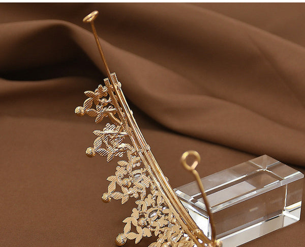 Tiara Crown Crystal Rhinestone Headpiece Dance Flower Girl Wedding 14cm Clear Gold