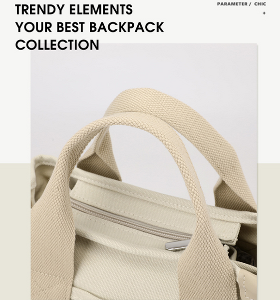 Canvas Tote Crossbody Lunch Bag Handbag Adjustable Strap Beige