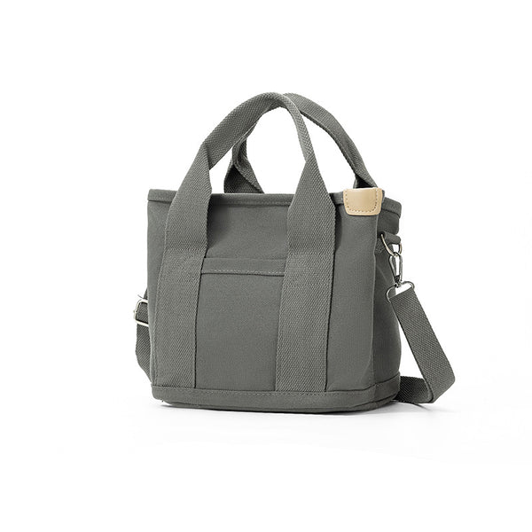 Canvas Tote Crossbody Lunch Bag Handbag Adjustable Strap Grey