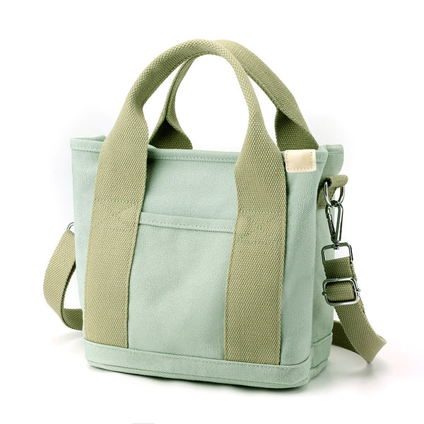 Canvas Tote Crossbody Lunch Bag Handbag Adjustable Strap Green