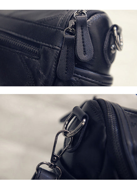 Faux PU Leather Studded Crossbody Shoulder Bag Handbag Black