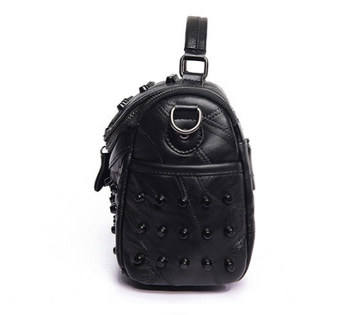Faux PU Leather Studded Crossbody Shoulder Bag Handbag Black