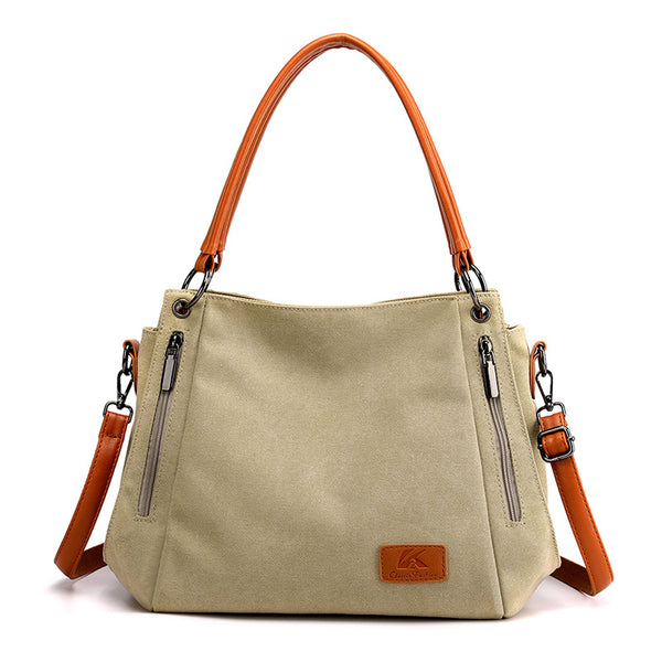 Canvas Hobo Top Handle Shoulder Tote Crossbody Womens Bag Handbag Khaki