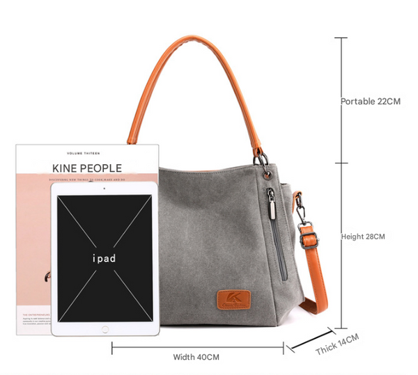 Canvas Hobo Top Handle Shoulder Tote Crossbody Womens Bag Handbag Black