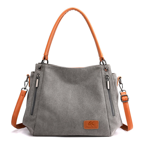 Canvas Hobo Top Handle Shoulder Tote Crossbody Womens Bag Handbag Grey