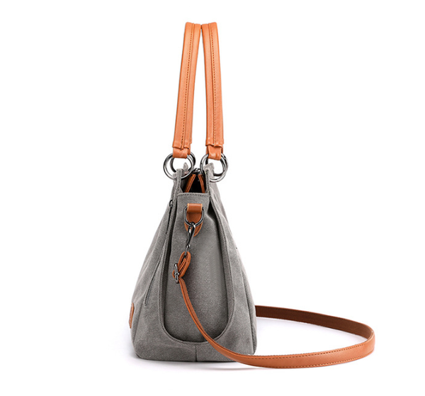 Canvas Hobo Top Handle Shoulder Tote Crossbody Womens Bag Handbag Grey