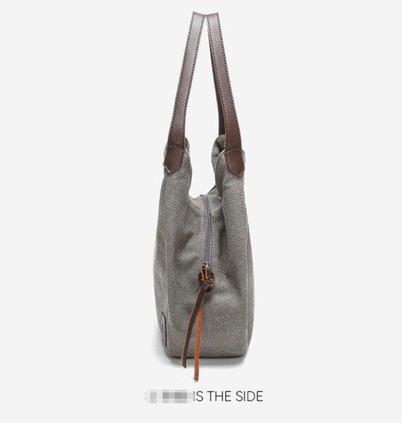 Canvas Hobo Shoulder Womens Bag Handbag Multi Pocket Grey