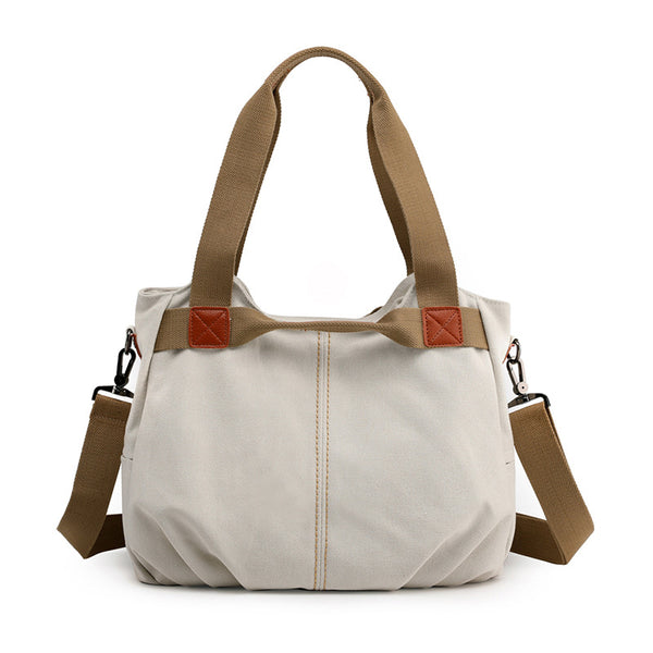 Retro Style Canvas Tote Crossbody Shoulder Womens Bag Handbag Off White