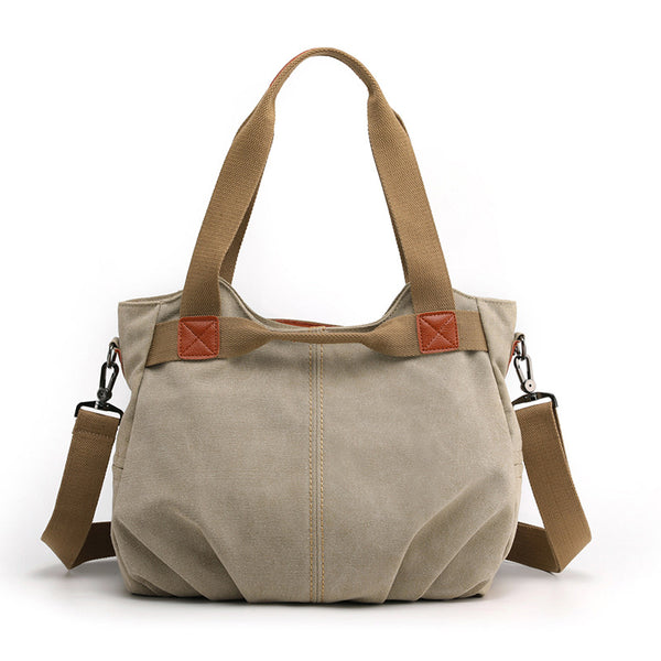 Retro Style Canvas Tote Crossbody Shoulder Womens Bag Handbag Khaki